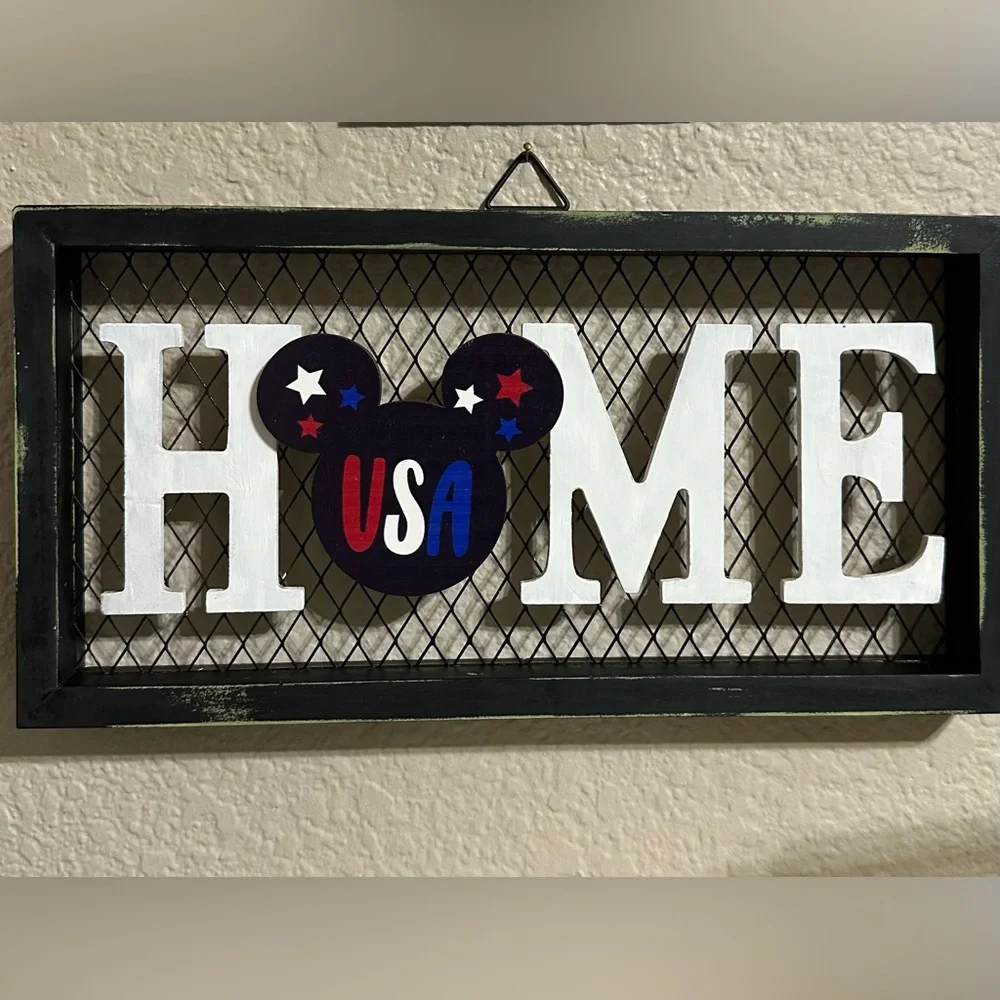 Bexupdos One of a Kind HOME Mickey Mouse-Inspired Wall Sign.